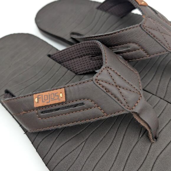 Flojos Waverunner Men's Sporty Flip Flop Sandal Textured Brown Size US7 EU41 - Picture 10 of 10